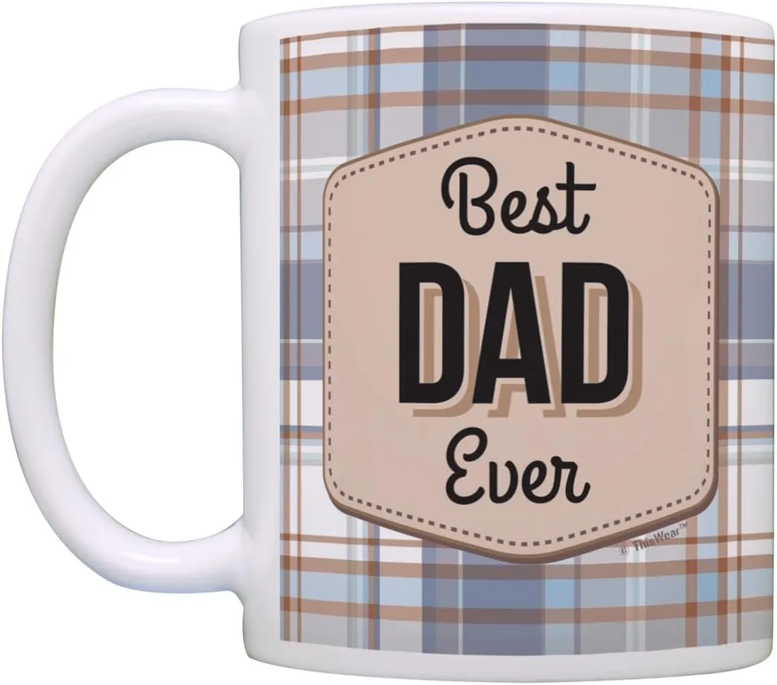 ThisWear Dad Mug Best Dad Ever Gifts Cool Dad Gifts Fathers Day Mug Dad Present 11oz Ceramic Coffee Mug with Handle Blue Plaid