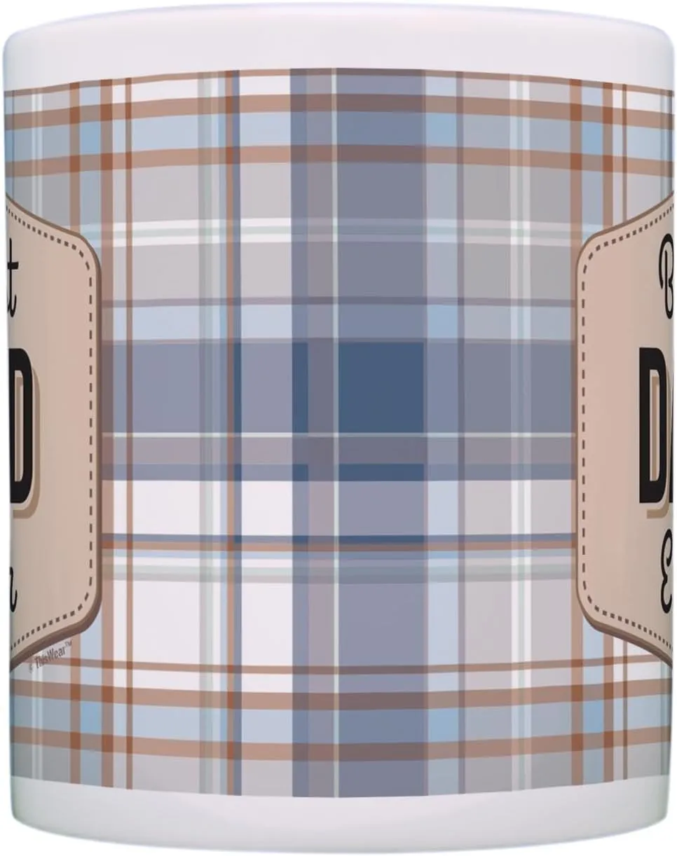 ThisWear Dad Mug Best Dad Ever Gifts Cool Dad Gifts Fathers Day Mug Dad Present 11oz Ceramic Coffee Mug with Handle Blue Plaid