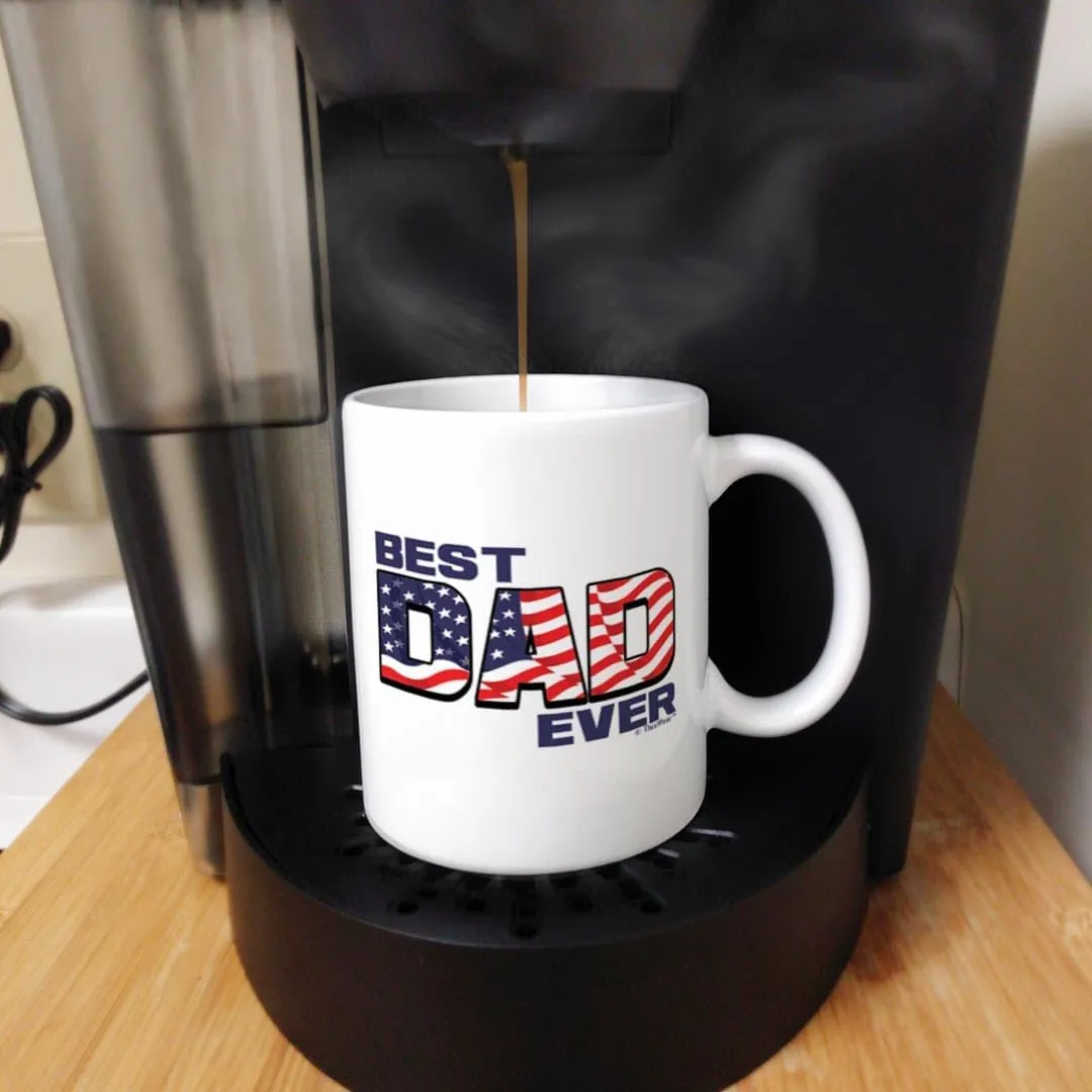 ThisWear Patriotic Mug Best Dad Ever Mug US Flag Mug Dad Bday Mug Veteran 11oz Ceramic Coffee Mug with Handle USA Flag