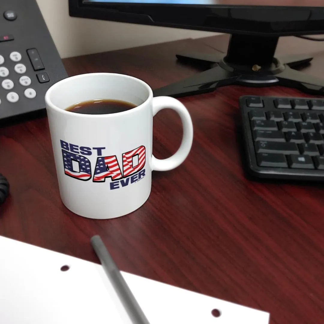 ThisWear Patriotic Mug Best Dad Ever Mug US Flag Mug Dad Bday Mug Veteran 11oz Ceramic Coffee Mug with Handle USA Flag