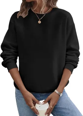 TICTICMIMI Women's Casual Crewneck Sweatshirts Long Sleeve Tops Loose Fit Fall Shirts