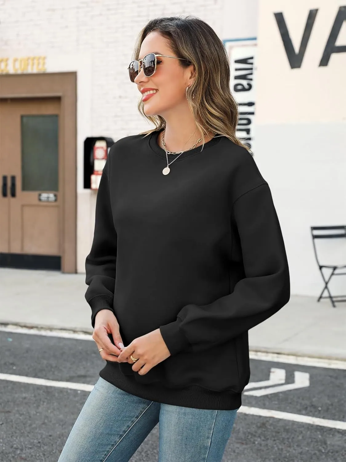 TICTICMIMI Women's Casual Crewneck Sweatshirts Long Sleeve Tops Loose Fit Fall Shirts