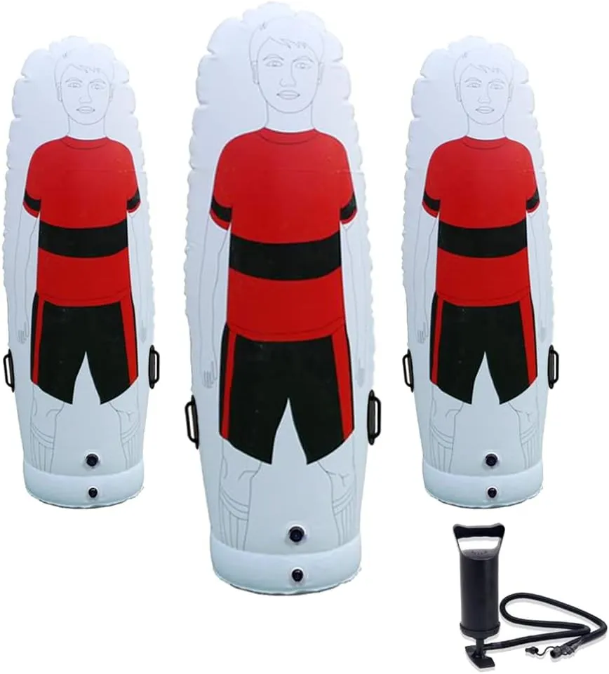 TNZMART Red Soccer Inflatable Dummy Set Free Kicks Air Mannequin Wall Soccer Training Dummies with Pump for Beginner