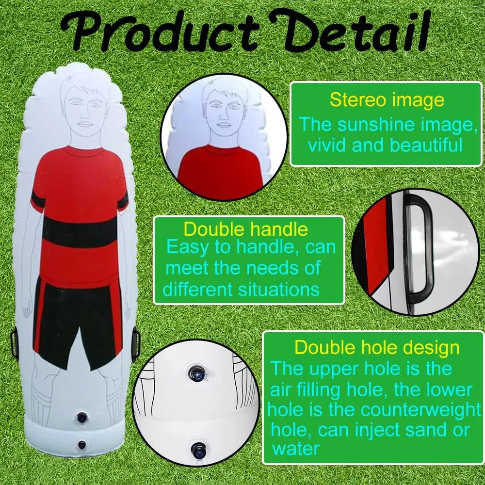 TNZMART Red Soccer Inflatable Dummy Set Free Kicks Air Mannequin Wall Soccer Training Dummies with Pump for Beginner