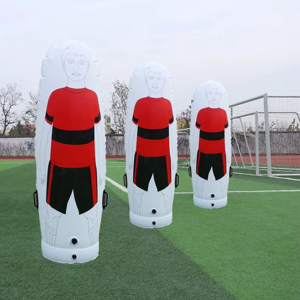 TNZMART Red Soccer Inflatable Dummy Set Free Kicks Air Mannequin Wall Soccer Training Dummies with Pump for Beginner