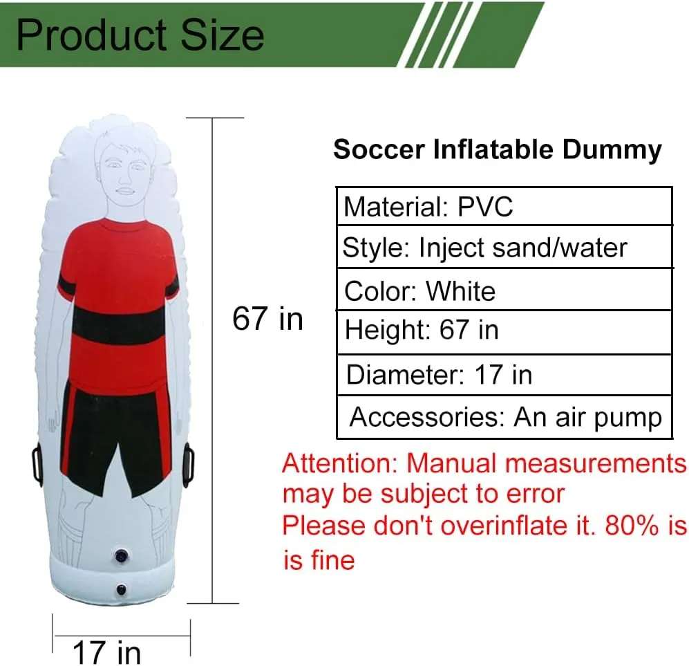 TNZMART Red Soccer Inflatable Dummy Set Free Kicks Air Mannequin Wall Soccer Training Dummies with Pump for Beginner