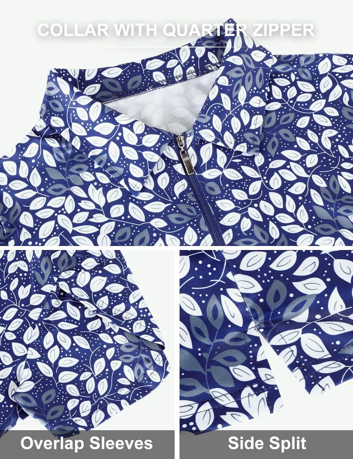 Viracy Womens Golf Polo Shirts 1/4 Zip Up Overlap Short Sleeve Quick Dry Workout Tops