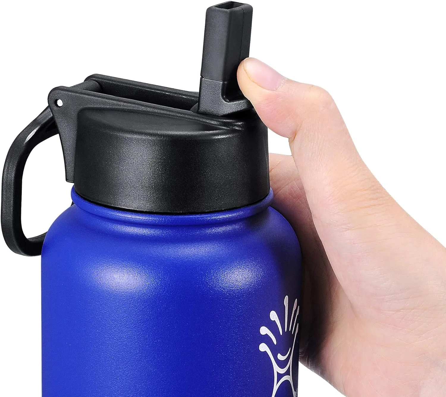 Vmini Straw Lid, Compatible with Hydro Flask Wide Mouth Water Bottle and More, Wide and Rotating Handle, Straws and Brushes, 1 and 2 Pack