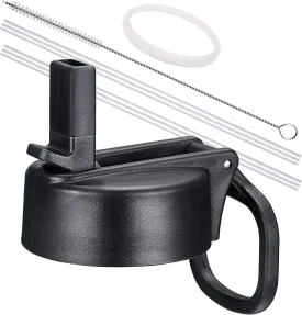 Vmini Straw Lid, Compatible with Hydro Flask Wide Mouth Water Bottle and More, Wide and Rotating Handle, Straws and Brushes, 1 and 2 Pack