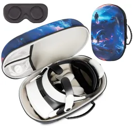 XINGFUDAO Hard Case Compatible with Meta Quest 3S / Quest 3 VR Headset & Gaming Controller,Star Colour Patterned Storage,Shockproof Portable Bag with Mesh Pocket