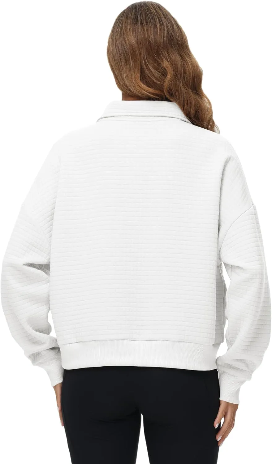 YuKaiChen Womens Sweatshirts Half Zip Cropped Quarter Zipper Hoodies Waffle Pullover Tops with Pocket