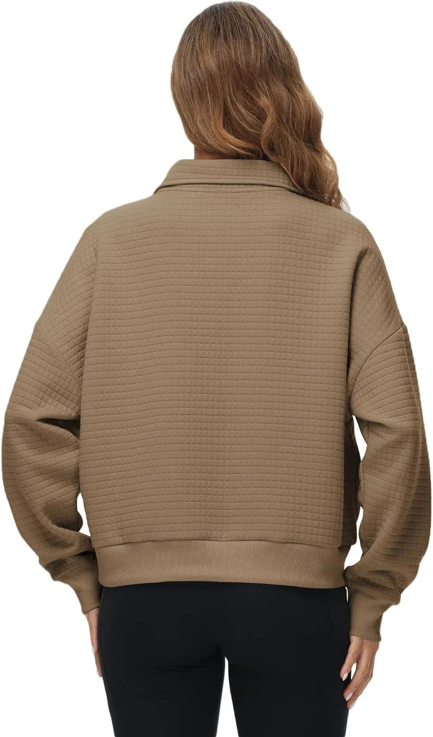 YuKaiChen Womens Sweatshirts Half Zip Cropped Quarter Zipper Hoodies Waffle Pullover Tops with Pocket